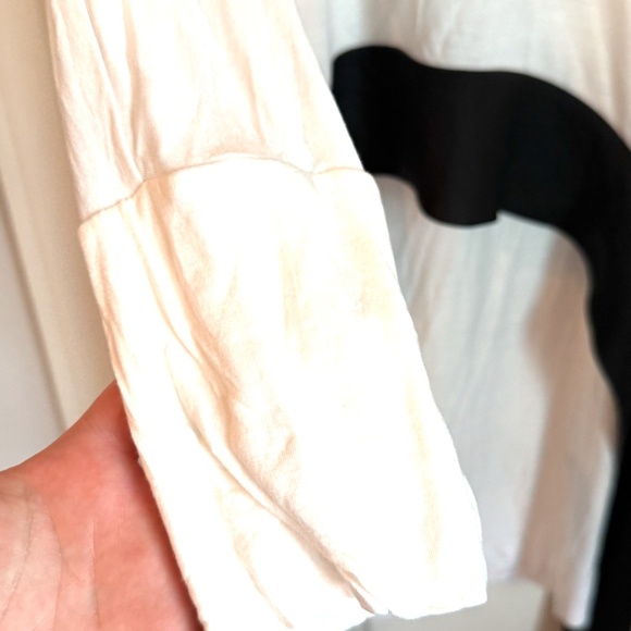 BCBG MAXAZRIA CLOVER HIGH-LOW TOP/TUNIC LONG SLEEVE Medium Black and White - Picture 4 of 6